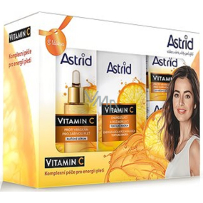 Astrid Vitamin C anti-wrinkle serum 30 ml + anti-wrinkle day cream 50 ml + anti-wrinkle night cream 50 ml + hydrating face mask 20 ml, cosmetic set for women