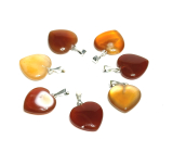 Carnelian Heart Pendant Natural Stone 15 mm, Teach us here and now