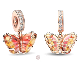 Charm Sterling silver 925 Freedom as a butterfly Murano glass animal bracelet pendant
