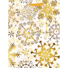 Nekupto Gift paper bag 23 x 18 x 10 cm Yellow snowflakes