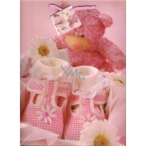 Nekupto Gift paper bag 32.5 x 26 x 13 cm Pink teddy bear 1 piece 1093 30 KFL