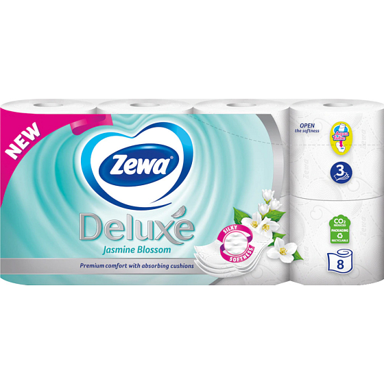 Zewa Deluxe Jasmine Blossom 3-ply toilet paper, 8 rolls, 19.3 m roll