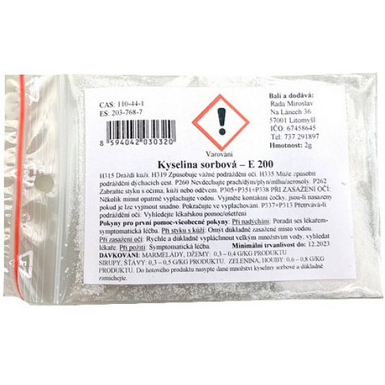 Sorbic acid E 200 for food 2 g
