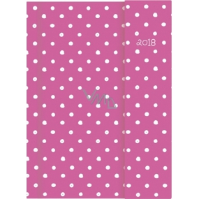 Albi Diary 2018 with magnet Pink with polka dots 13 cm × 18 cm × 1 cm