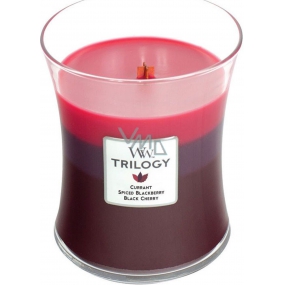 WoodWick Trilogy Sun Ripened Berries - Summer berry scented candle with wooden wick and glass lid medium 275 g