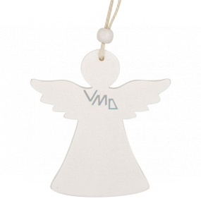 Wooden hanging angel white 9 cm 2 pieces