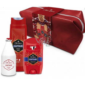 Old Spice Captain Travel antiperspirant deodorant stick 50 ml + 2in1 shower gel for body and hair 250 ml + aftershave 100 ml + case, cosmetic set for men
