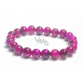 Tiger eye pink bracelet elastic natural stone, ball 8 mm / 16-17 cm, stone of the sun and earth, brings luck and wealth