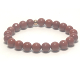 Jasper red bracelet elastic natural stone, bead 8 mm / 16-17 cm, full care stone