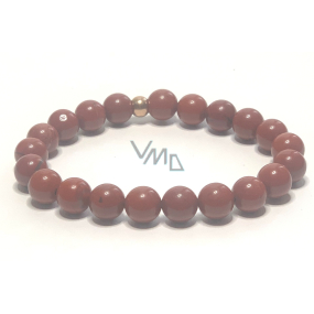 Jasper red bracelet elastic natural stone, bead 8 mm / 16-17 cm, full care stone