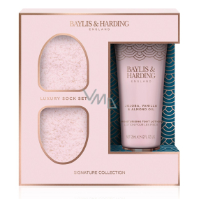 Baylis & Harding Jojoba, vanilla & almond oil foot cream 125 ml + super soft socks 1 pair, cosmetic set for women
