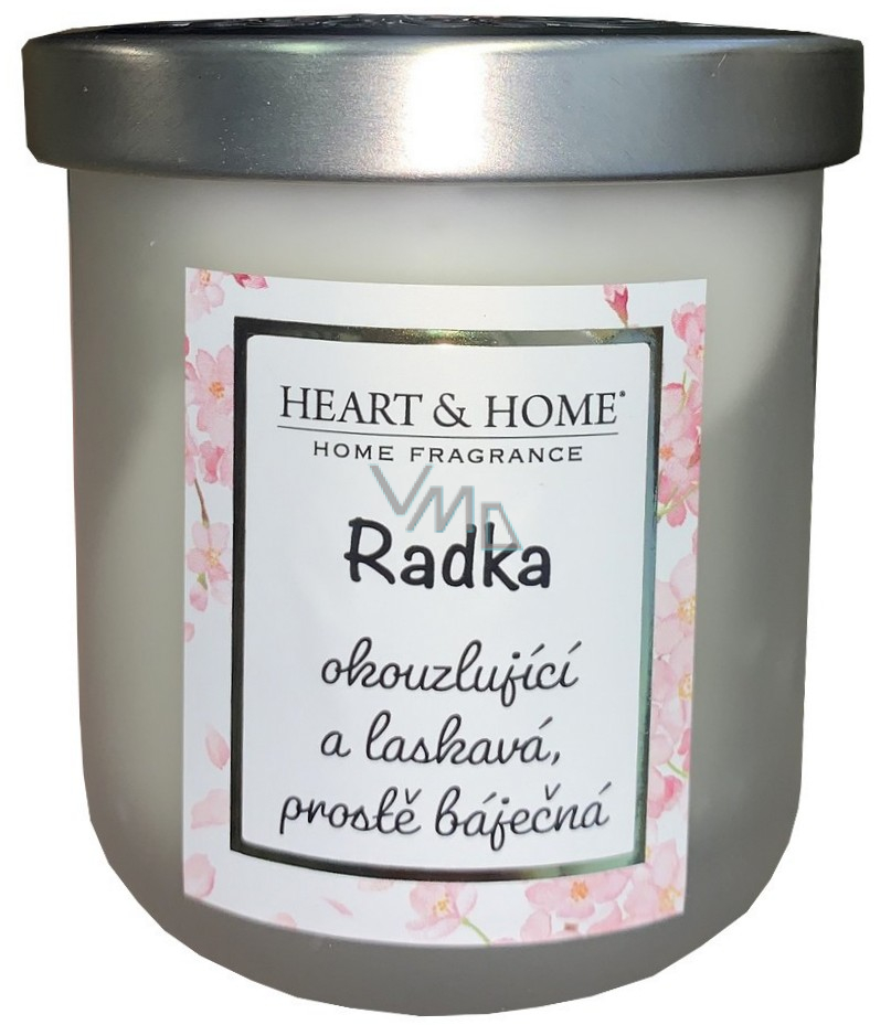Heart & Home Fresh linen soy scented candle with Radka's name 110 g