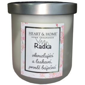 Heart & Home Fresh linen soy scented candle with Radka's name 110 g