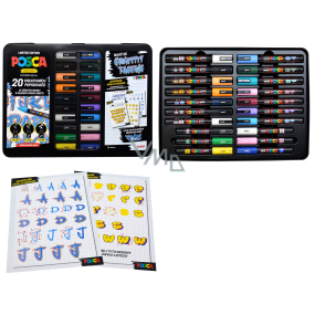 Posca Graffiti Universal acrylic marker set mix of colours and tips 20 pieces in metal box