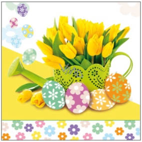 Aha Paper napkins 3 layers 33 x 33 cm 20 pieces Easter yellow tulips in green teapot