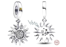 Sterling Silver 925 Sparkling Sun Charm, Universe Bracelet Pendant