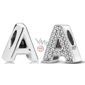 Charm Sterling silver 925 Alphabet letter A, bead for bracelet