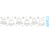Arch Christmas sticker, window film without adhesive Silver bells with glitter 50 x 12 cm