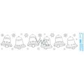 Arch Christmas sticker, window film without adhesive Silver bells with glitter 50 x 12 cm
