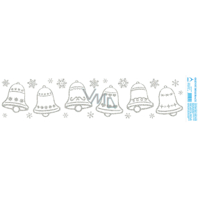 Arch Christmas sticker, window film without adhesive Silver bells with glitter 50 x 12 cm