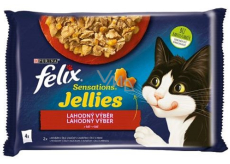 Felix Sensations Jellies Multipack beef and chicken in flavoured jelly, complete food for adult cats 4 x 85 g