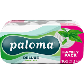 Paloma 3-ply toilet paper Green Tea, 16 rolls