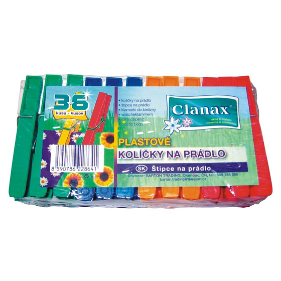 Clanax Plastic Colorful Clothespins 36 Pieces