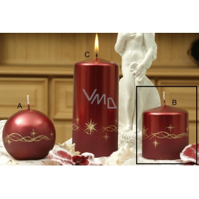 Lima Glitter stars candle red cylinder 70 x 80 mm 1 piece