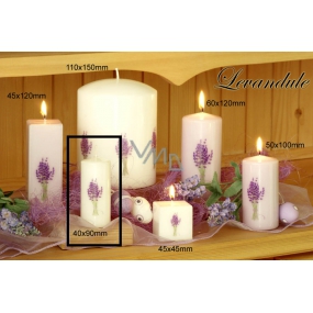 Lima Flower Lavender scented candle white with decal lavender cylinder 50 x 100 mm 1 piece