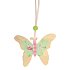 Butterfly made of wood floral decor green-pink 7 cm