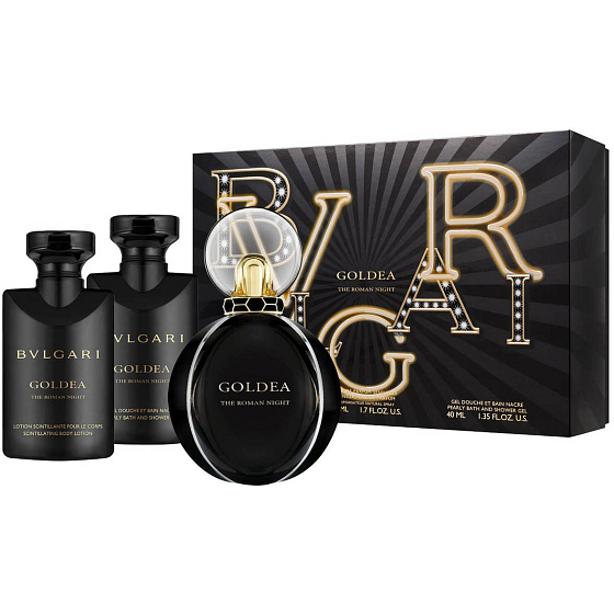 Bvlgari Goldea the Roman Night perfumed water for women 50 ml + body lotion 40 + shower gel 40 ml, gift set