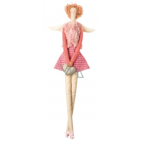 Fabric angel in a gold-pink vest for hanging 43 cm