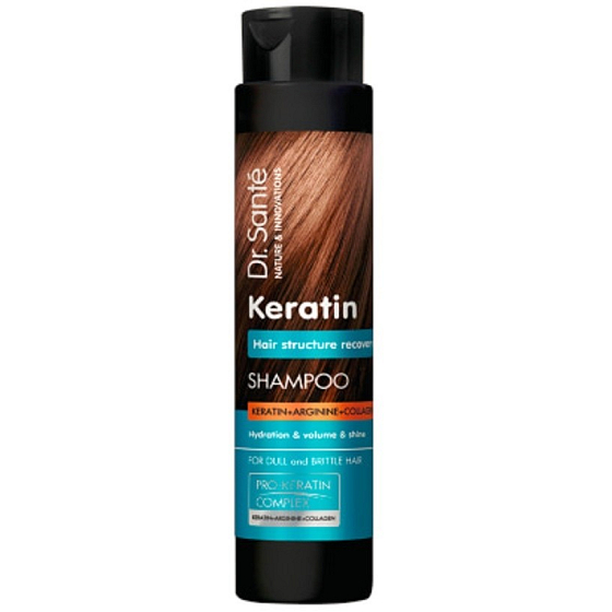 Dr. Santé Keratin Hair regenerating and moisturizing shampoo for fragile brittle hair without shine 250 ml