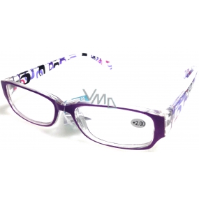 Berkeley Reading Prescription Glasses +2.0 plastic purple side with rectangles 1 piece MC2084