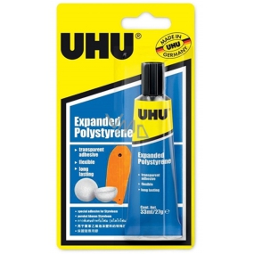 Uhu Expanded Polystyrene contact adhesive for expanded polystyrene and for polystyrene in combination with other materials 33 ml