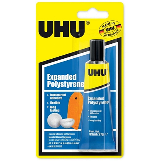 Uhu Expanded Polystyrene contact adhesive for foam polystyrene and polystyrene in combination with other materials 33 ml