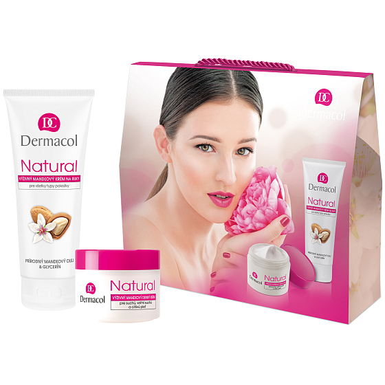 Dermacol Natural nourishing almond day cream 50 ml + nourishing almond cream for hands and nails 100 ml, cosmetic set