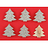 Silver trees with glitters on wooden peg 4,5 cm, 6 pieces