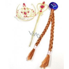 Rappa Hairstyle with accessories for Princess Anička, gold set, dark hairstyle with crown and wand