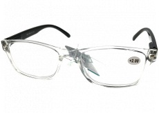 Berkeley Reading glasses +2.0 plastic transparent, black sides 1 piece MC2166
