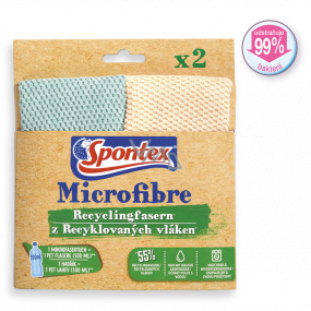 Spontex Microfiber Cloth from Recycled Fibers 2pcs 30 x 30 cm 2 pieces