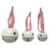 White jingle bells with a bow, mixed sizes (3, 4, 5 cm), 8 pieces in an organza bag