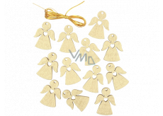 Angel wooden hanging gold 3 cm 12 pieces