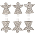 Wooden angel on a peg with silver stones 3.5 cm 6 pieces