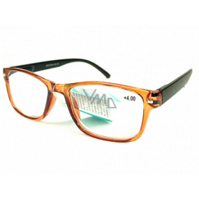 Berkeley Reading glasses +4.0 plastic transparent brown, black sides 1 piece MC2166