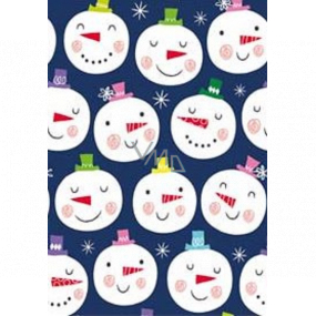 Ditipo Gift wrapping paper 70 x 500 cm Blue heads of snowmen