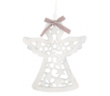 Wooden angel for hanging light grey 14 x 16 cm