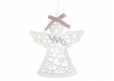 Wooden angel for hanging light grey 14 x 16 cm