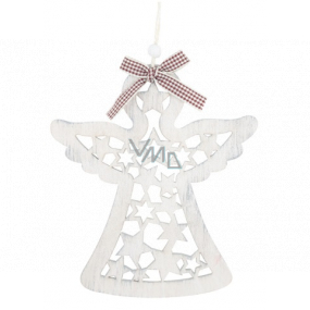 Wooden angel for hanging light grey 14 x 16 cm