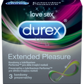 Durex Extended Pleasure Condom For Long Lasting Pleasure Nominal Width: 56mm 3pcs